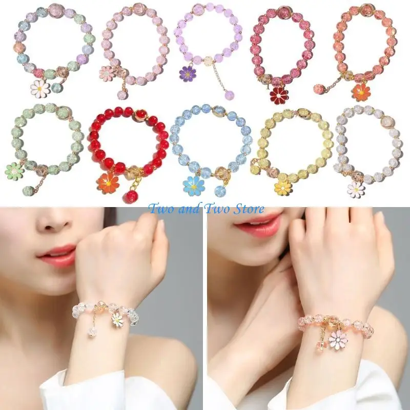 

HX6F Flower Pendant Bracelet Elastic Adjustable Charm Bracelet Friendship