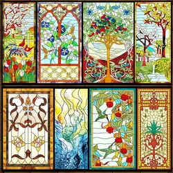 Stained Glass Window Stickers, Privacy Film, Church Style, Static Cling, Decorative Frosted Window Films, Customized Size