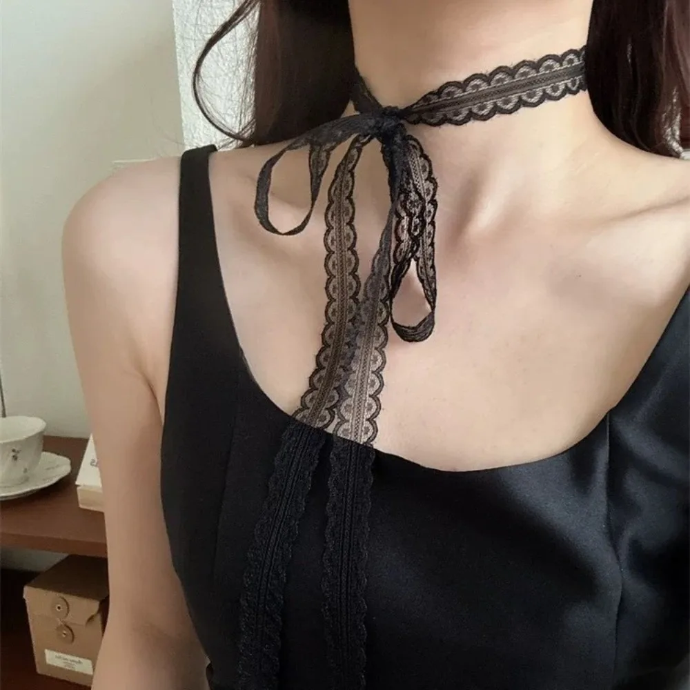 

Новое готическое кружевное колье-колье, многослойное балетное стильное цепочка на ключицы Y2k, многослойный дизайн, шелковый шарф, подарки