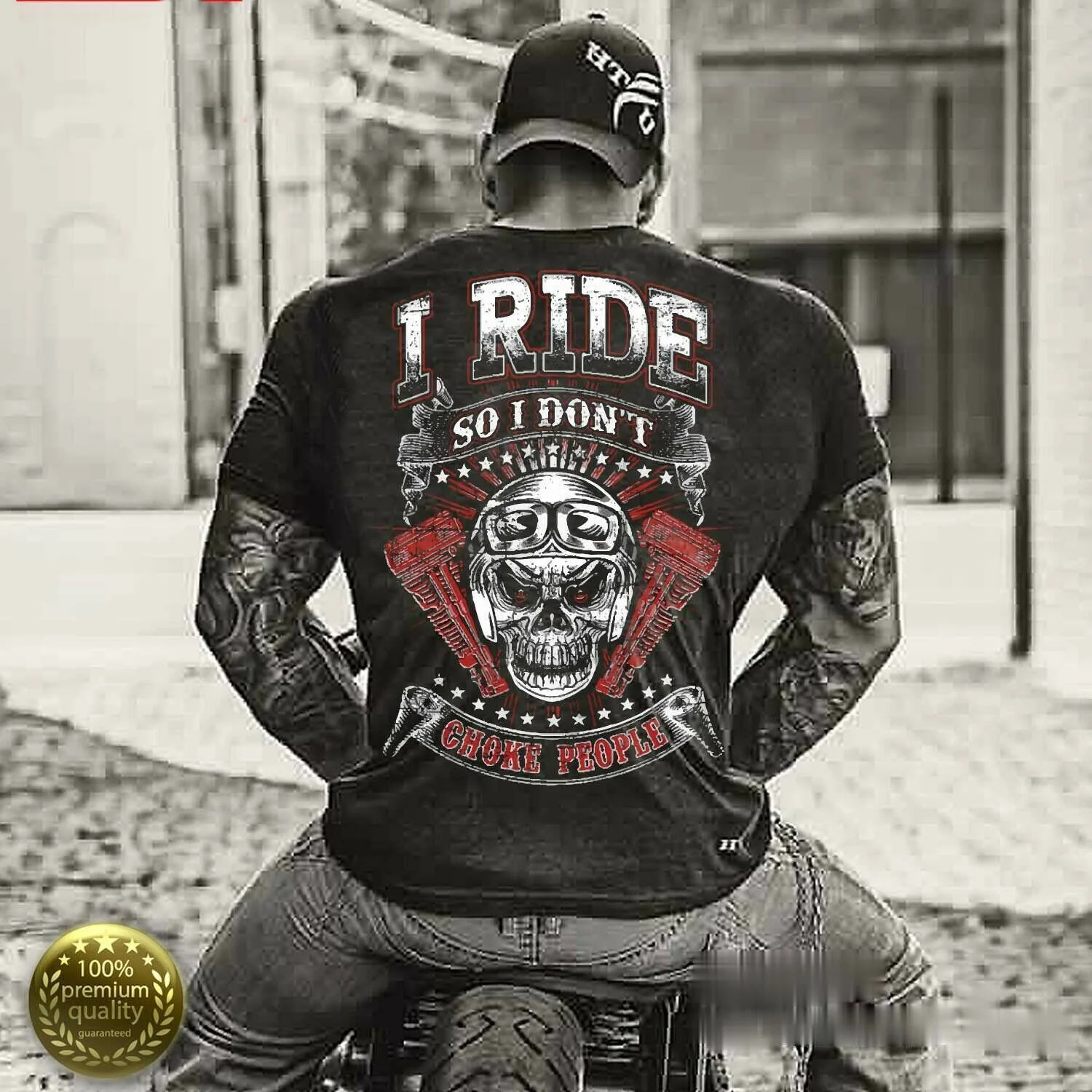 I Ride So I Do Not Choke People. Respect Bikers Motorcyclist T Shirt. Short Sleeve 100% Cotton Casual T-shirts Loose Top S-3XL