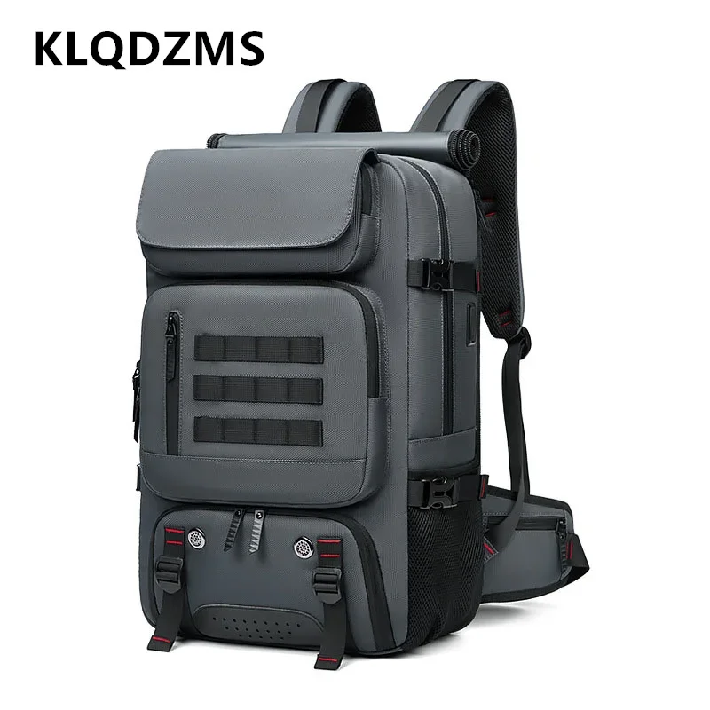 Imagem -04 - Klqdzms-mochila de Viagem de Grande Capacidade Masculina Bolsa de Ombro Portátil Pano Oxford Caminhadas ao ar Livre Carregamento Usb Mochila Impermeável