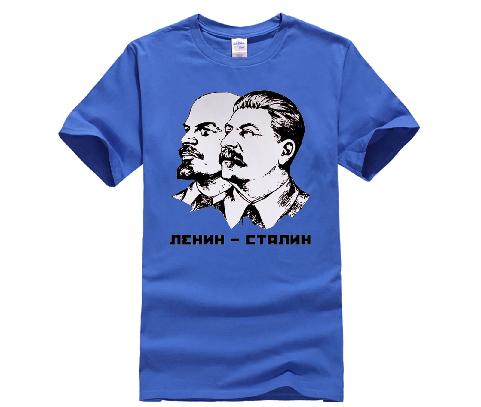 Hot men\'s fun casual print T-shirt Lenin And Stalin t shirt Top Lycra Cotton Men T Shirt