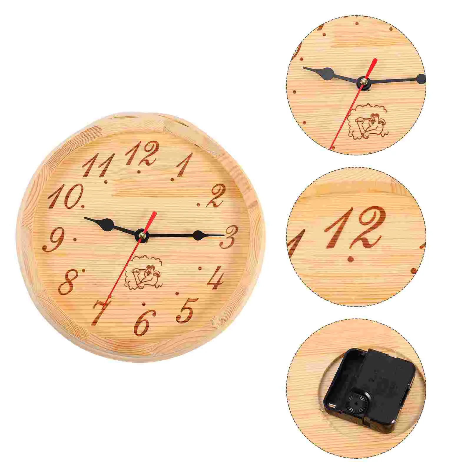 Sauna Wooden Clock Wall Decor Steam Room Equipment Decorative Hanging for Timer Digital