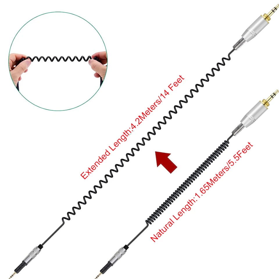 Câble Enroulé Remplacement Pioneer DJ HDJ-CUE1 HDJ-X5 HDJ-X7 - Avec Adaptateur 6,5mm