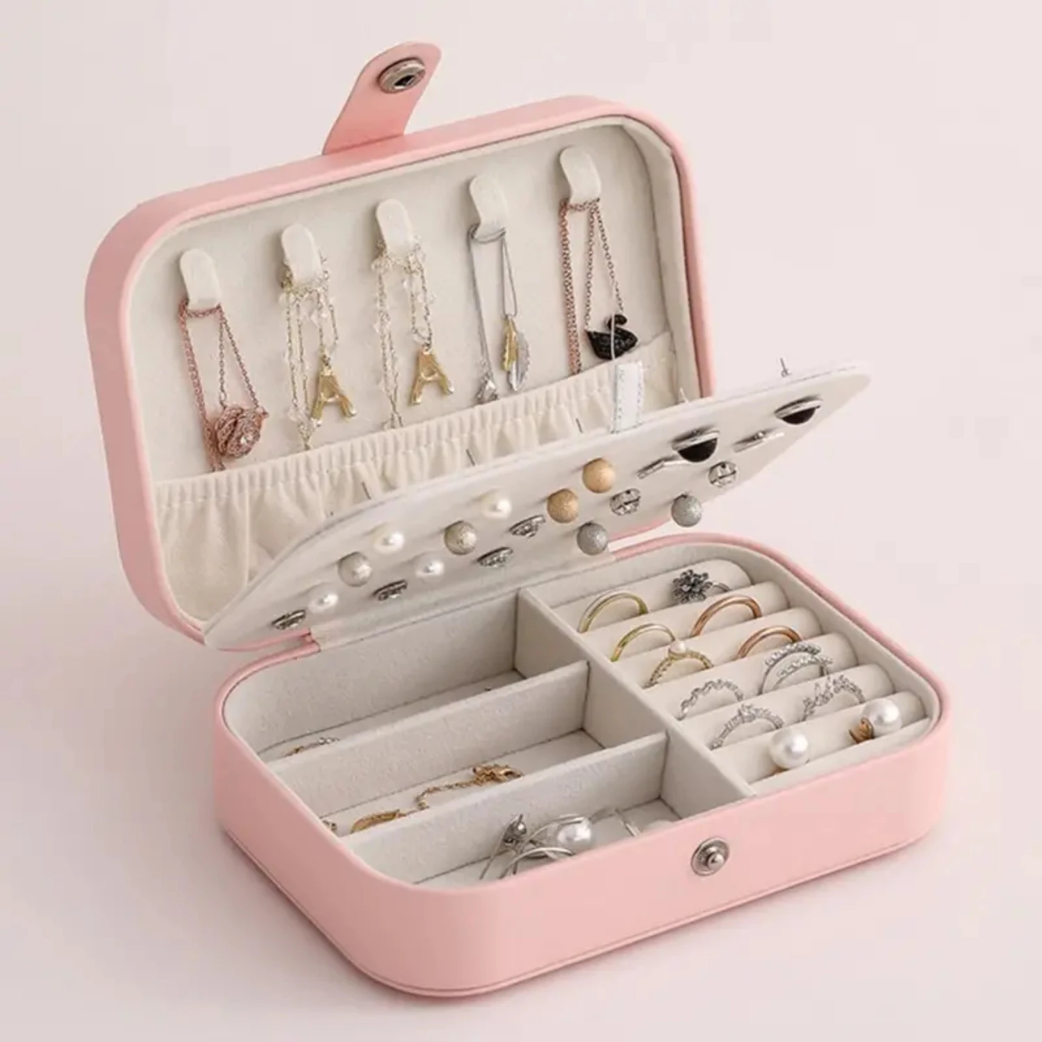 

1pc Portable Jewelry Box Double Layer Jewelry Storage Bag