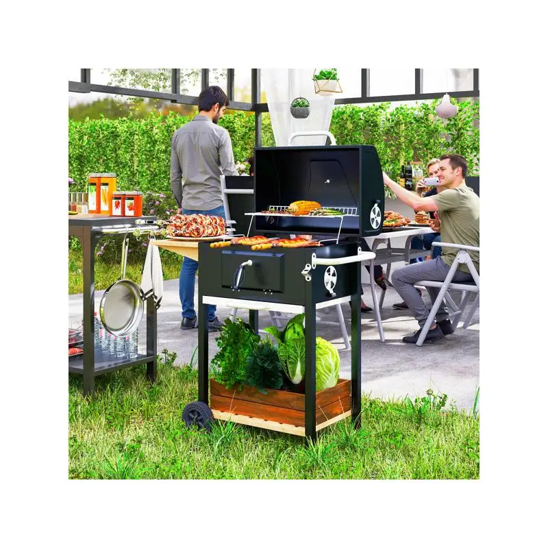 

Портативный угольный гриль-барбекю для приготовления пищи на открытом воздухе и кемпинга, компактный дизайн, удобный для переноски, идеально подходит для пикников и задней двери