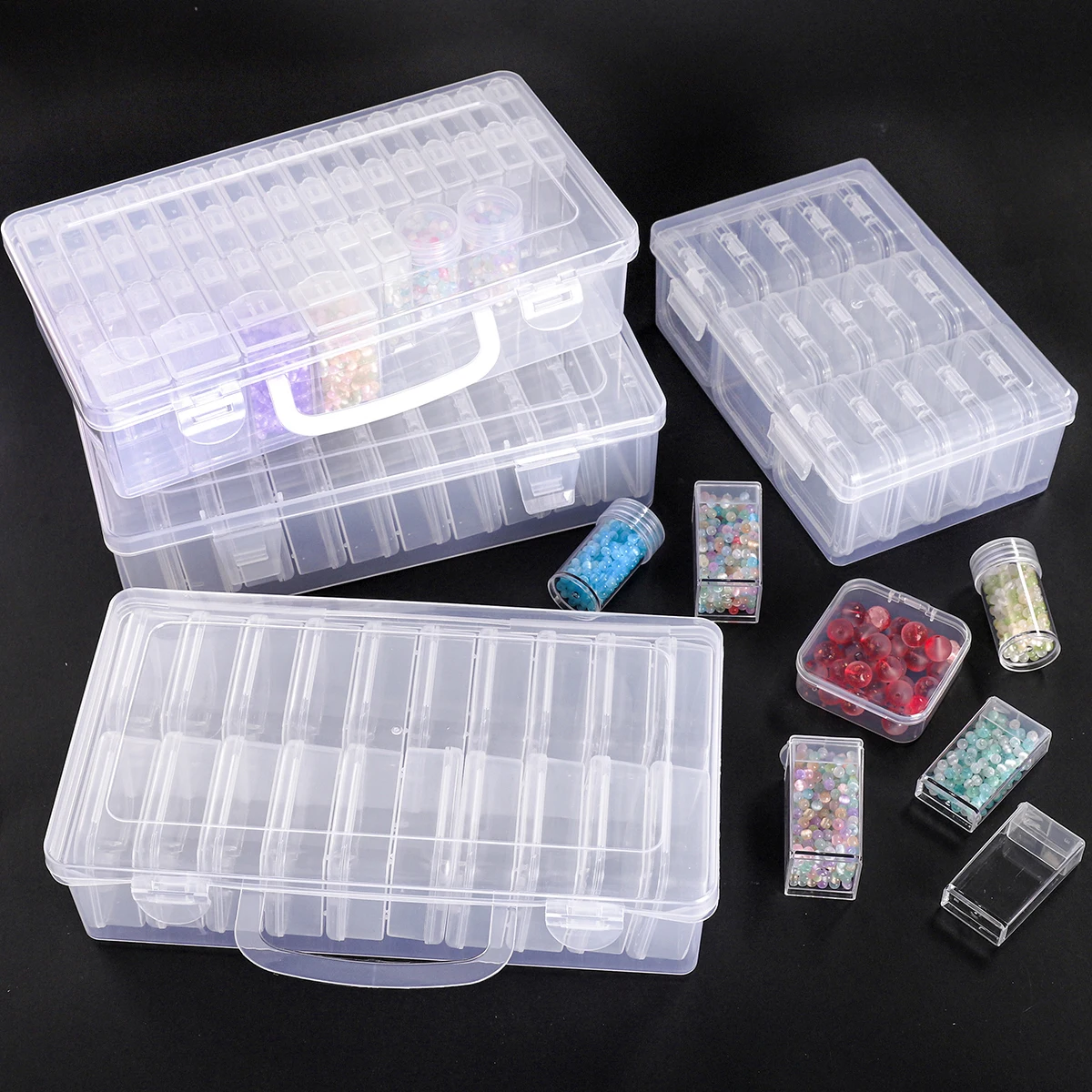 DIY Beading Jewelry, Nail Art, DIY Diamond Painting Embroidery Storage Box, Multifunctional Portable Clear Storage Box