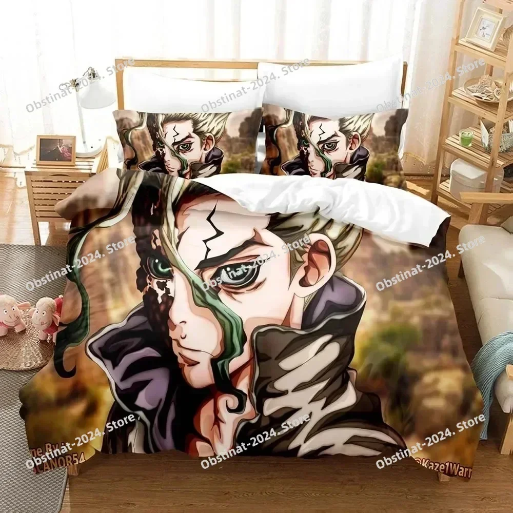 New 3D Dr.Stone Senku Bedding Set Printed single Comforter Quilt Bed Cover Duvet Cover Pillow Case 3 Pieces Sets Kids Adult Size