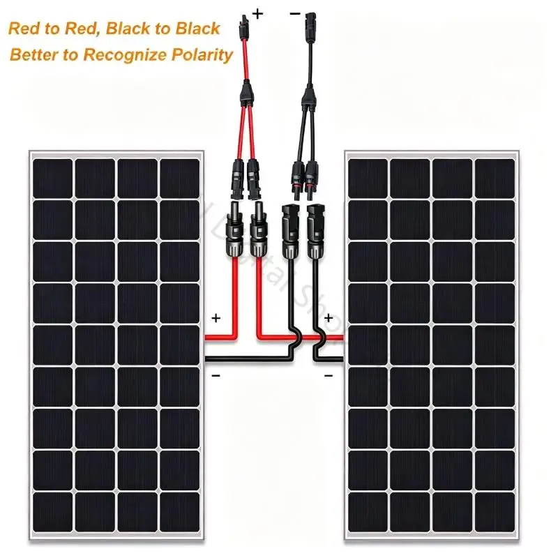 96BA Rooftop-Array-Abzweigkabelset, Modul-Y-Splitterpaar mit zweifarbigen Kabeln, 2-zu-1-Layout, Twist-Lock-Gehäuse, 28 – Detail 2