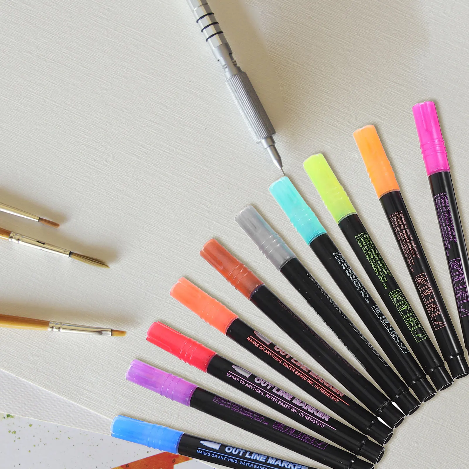 12Pcs Pens Double Line Outline Glitter Markers for Drawing Hand Lettering Art Crafts Shimmer Sparkle