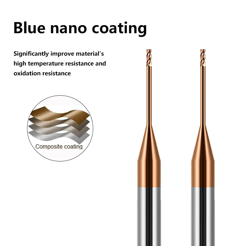 CSZJ Micro Carbide End Mill 2xD Rib Processing Cutter CNC Deep Long Neck Small Diameter 0.2 0.3 0.4 0.5 0.6 0.7 0.8 0.9mm Mini