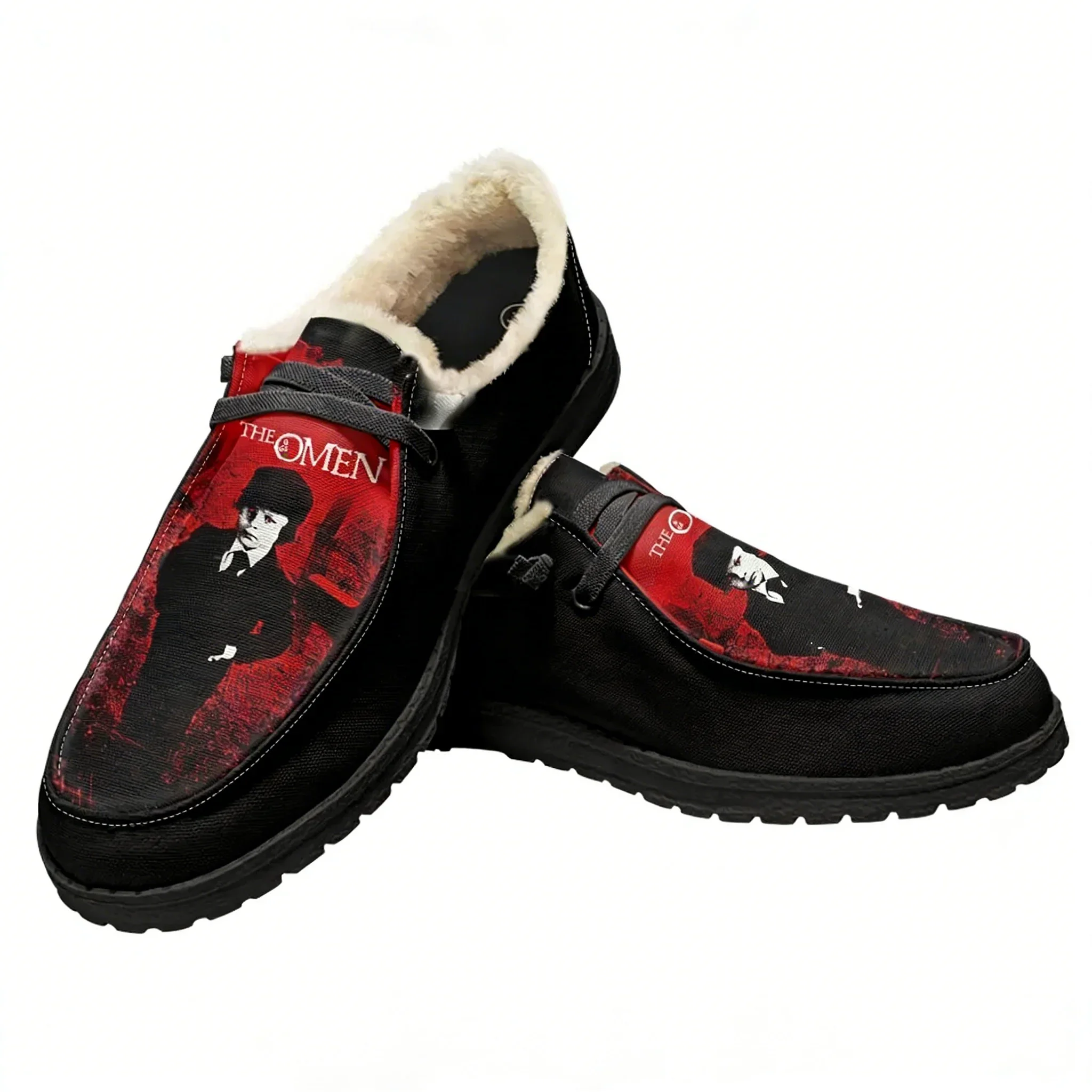 

The Omen Velvet Flat Shoes Mens Womens Warm Shoe Indoor Outdoor Light Shoe Personalized Fashion Print Custom Made Couple Shoes