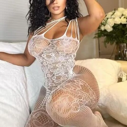 Sexy White Lingerie for Women Bodystocking Porn Bodysuit Fishnet Tights Playsuit Nightwear XIANGSHANGIRL Exotic Apparel lenceria