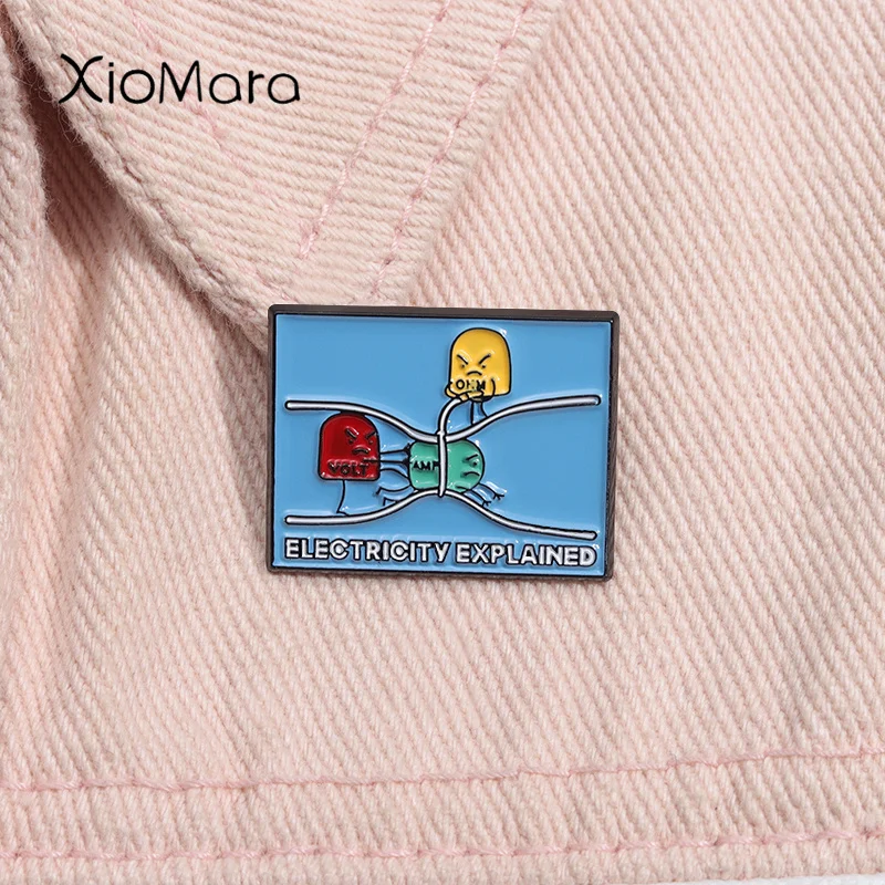 Electricity Explained Science Ohm's Law Version Enamel Pin Creative Cartoon Brooch Lapel Backpack Badge Jewelry Accessories