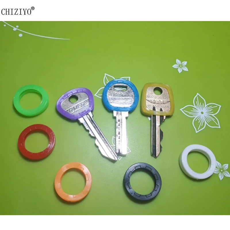 CHIZIYO Newest 10pcs Bright Colors Hollow Silicone Key Cap Covers Topper Keyring Key Rings Car House Key Case