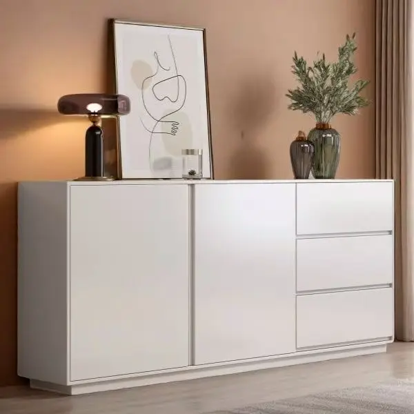 Factory Direct 2026 Minimalist solid wood dining side cabinet Modern minimalist environmentally friendly light luxury wall wine