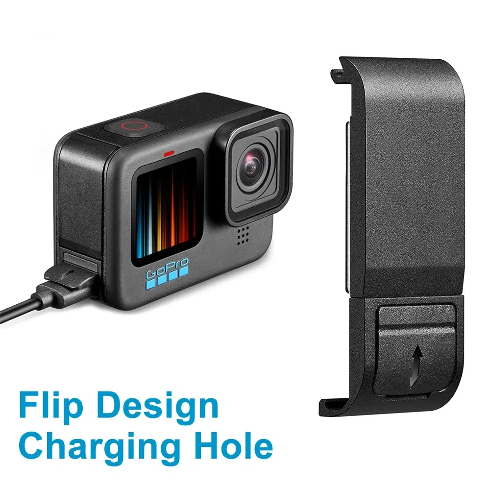 

Flip Battery Side Cover for GoPro Hero 12 11 10 9 Black Removable Battery Door Lid Charging Case Port for Go Pro 9 Accessories