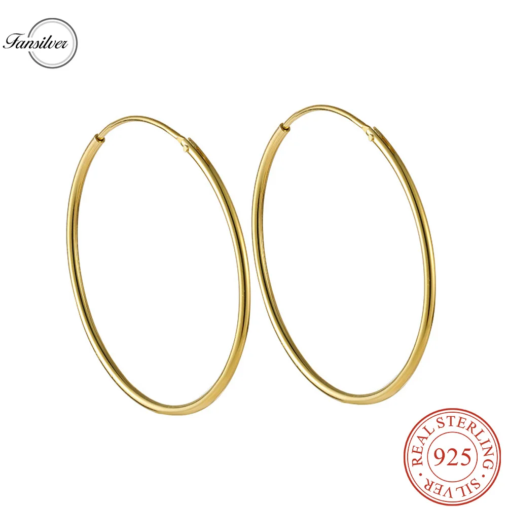 

Fansliver 1Pcs 925 Sterling Silver Hoop Earrings - Versatile Huggie Hoops Gold-plating for Elegant Women