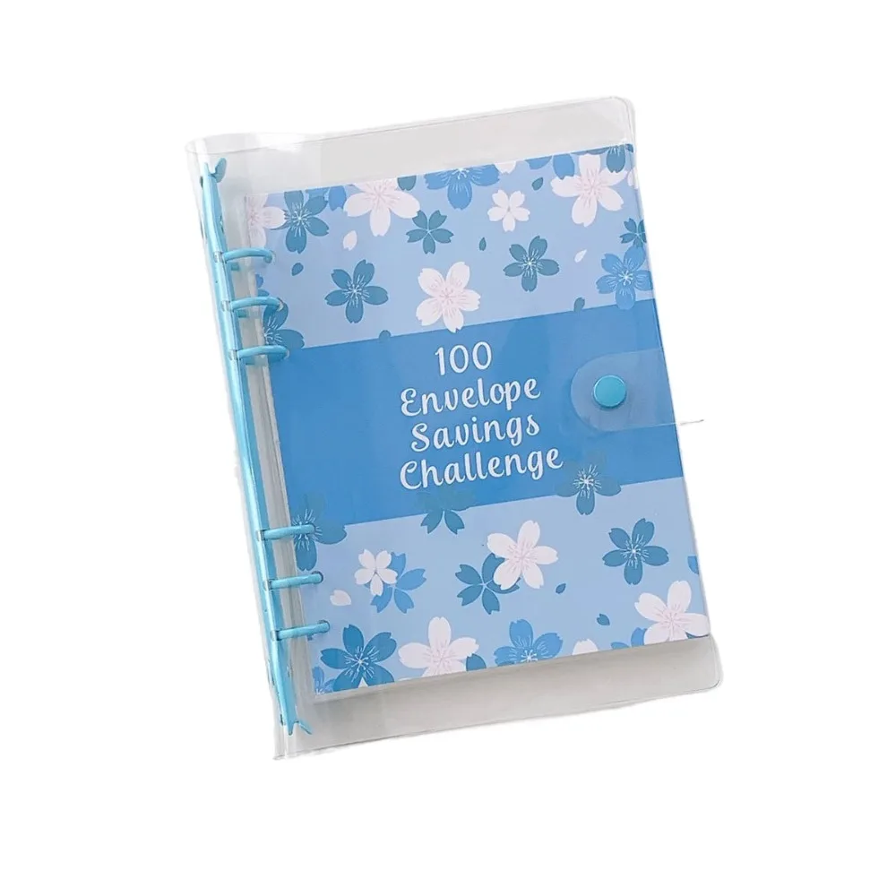 Financial Management 100 Envelope Savings Challenge 100 Envelope Loose-Leaf Binder A5 Budget Binders Set Cherry Blossom PVC