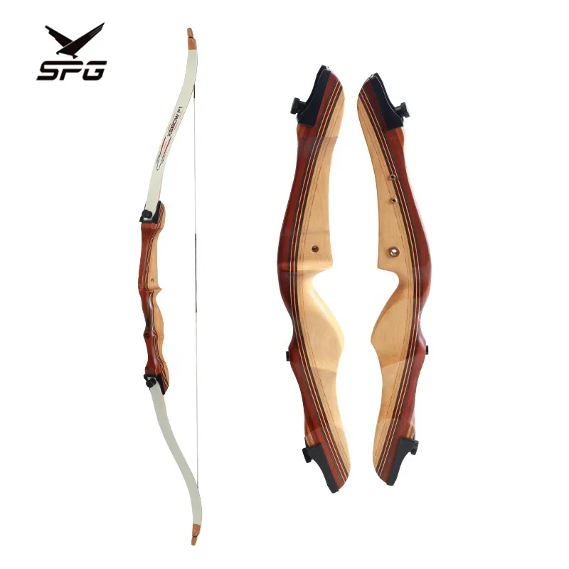 SPG Takedown Recurve Bow and Arrow Set 18 - 38 lbs Wooden Riser Competition Archer Beginner Practice Archery Hunting Equipment