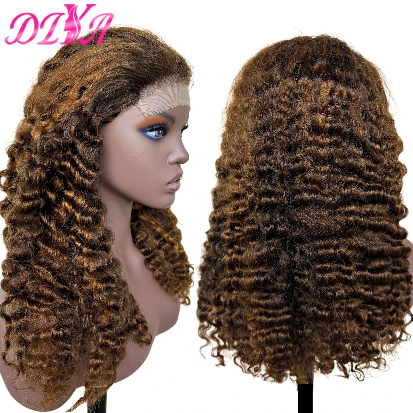 

300% Density Double Drawn Highlight Burmese Curly Human Hair Wig 5x5 Lace Closure Deep Curly Remy Human Hair Wig for Black Women