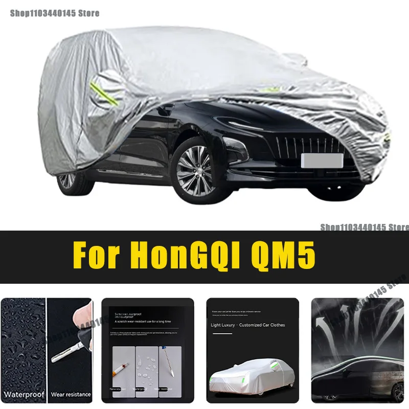 Full Car Covers Outdoor Sun UV Protection Dust Rain Snow Oxford cover Protective For HonGQI QM5 Accessories