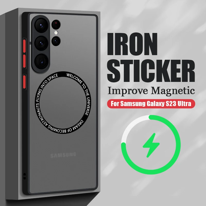 Magnetic Hard Case For Samsung Galaxy S24 Ultra S23 Ultra S22 S25 Edge Plus S21 S20 FE For Magsafe Wireless Charge Matte Cover