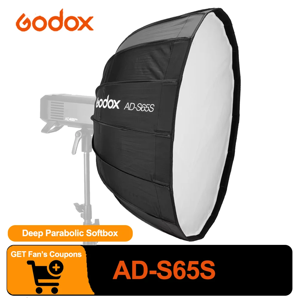 Godox AD-S65S 65CM Silver Deep Parabolic Softbox + Honeycomb Grid Godox Mount Softbox for AD400PRO