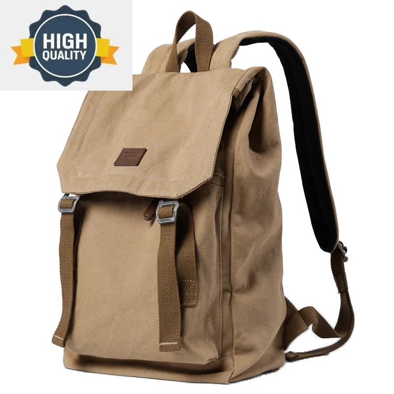 Canvas Backpack vintage Rucksack Travel Laptop College School Bookbag s Fits 15.6 Inch Daypack for Men