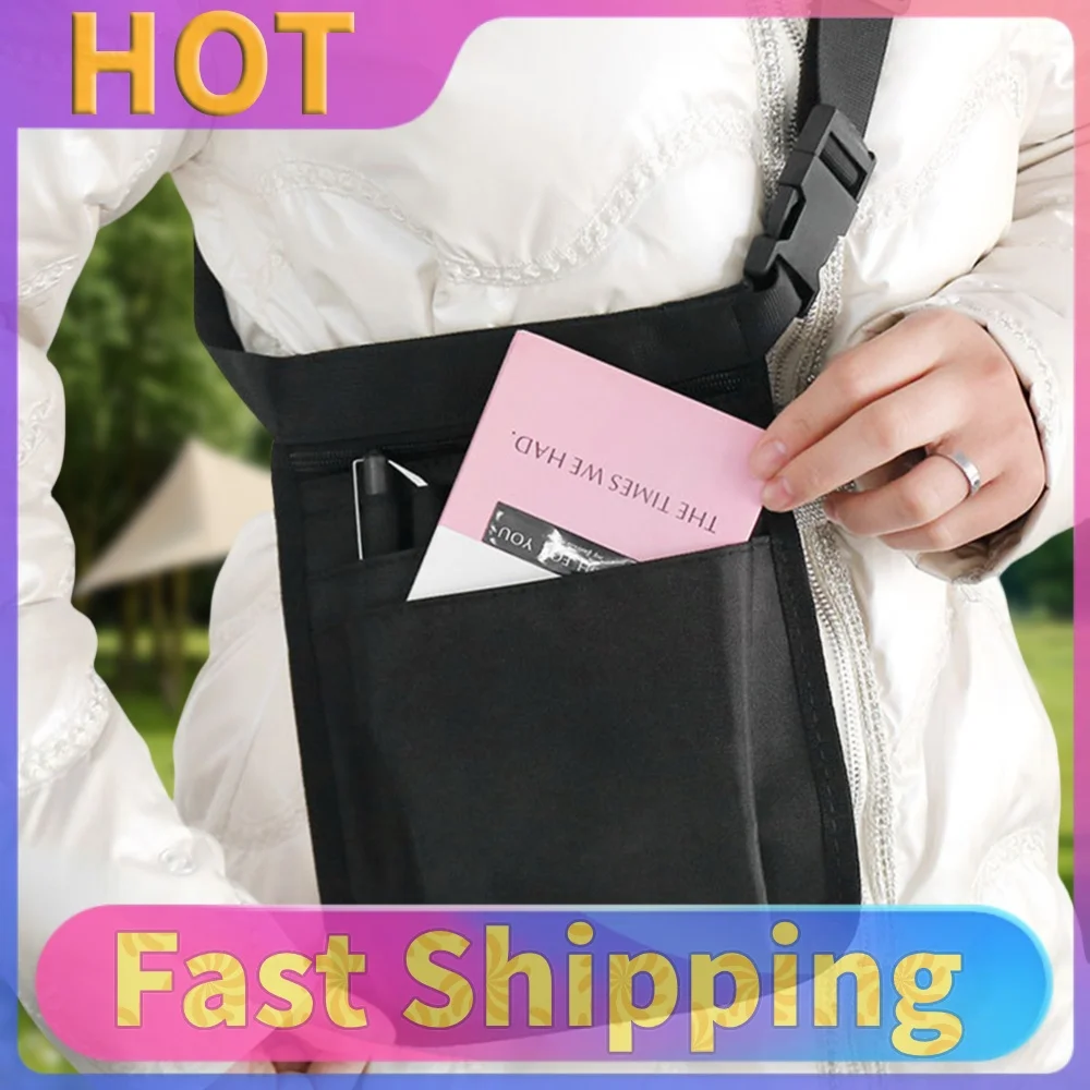 Server Apron Waist Pouch with Pockets Waiter Waist Pack Adjustable Belt Waist Money Tool Bag for Restaurants Gardening Nursing