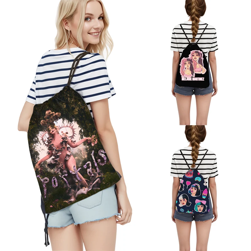 Melanie Martinez Portals Print Backpack Singer Music Drawstring Bags for Travel Storage Bag Teenager Outdoor Daypack Book Bags