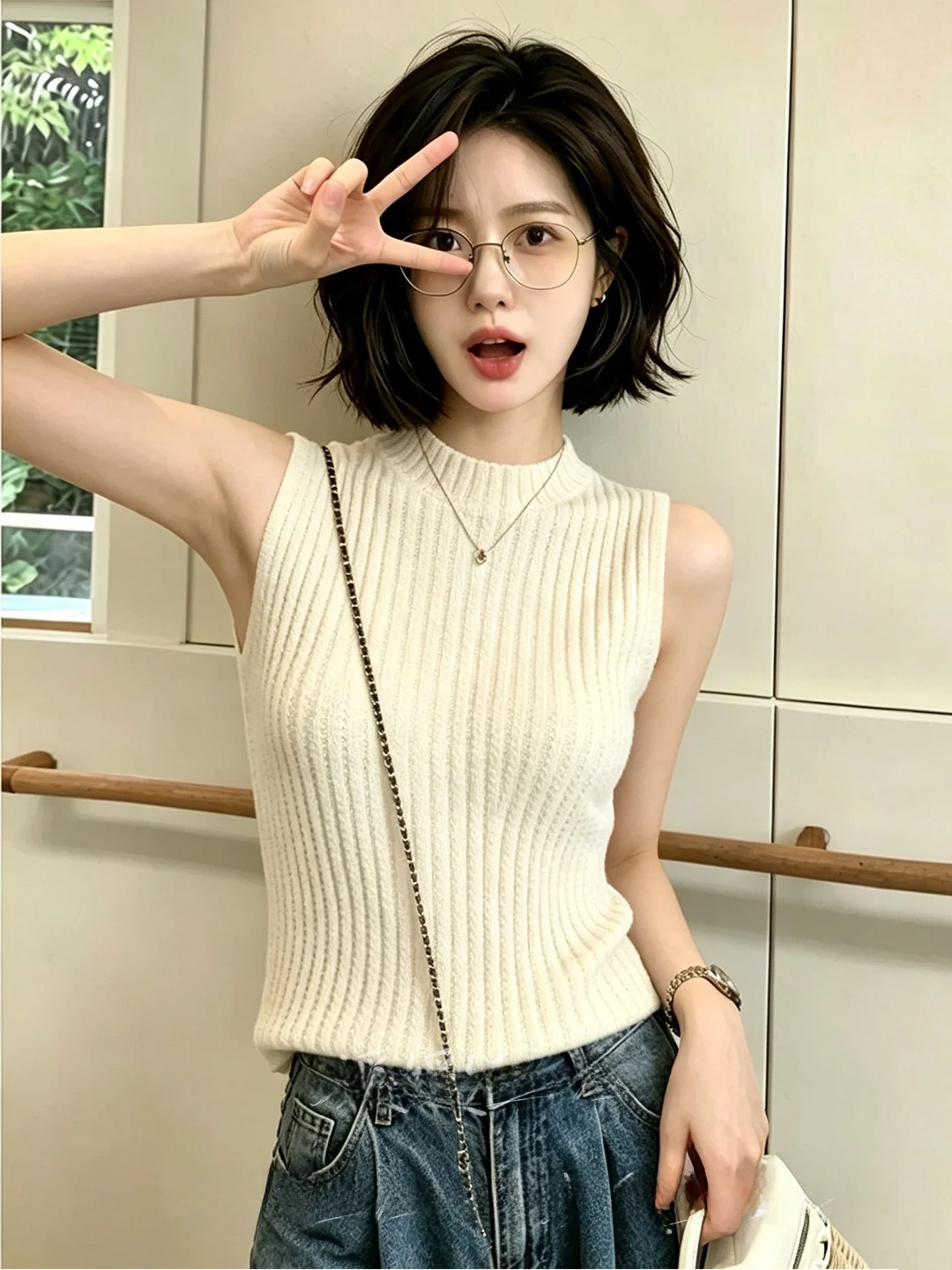 

Slim Fit Short Sleeve round Neck Knitted Top Pure Desirable Sexy Chinese Style Soft Polyester Summer Fashion Versatile Short ...