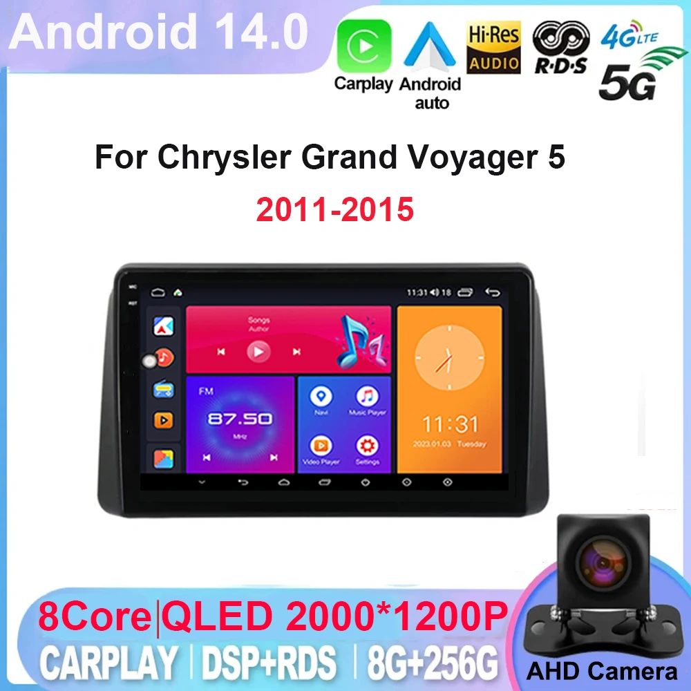 

Android 14 Car Radio For Chrysler Grand Voyager 5 2011 - 2015 For Dodge Grand Caravan 2008-2020 Player Multimedia GPS 360 Camera