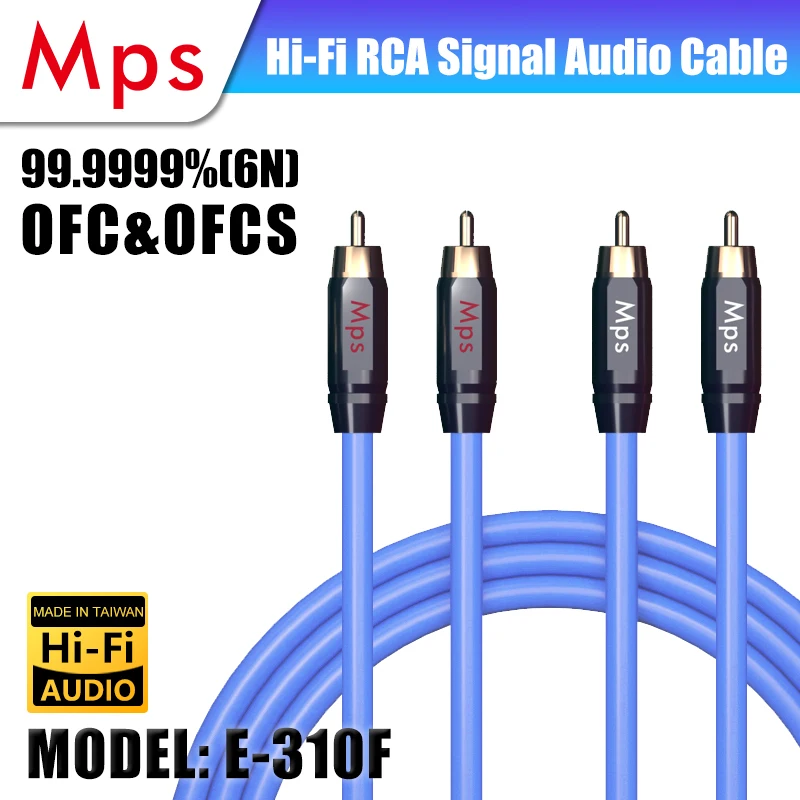 

HiFi MPS E-310F 99.9997% OFC+ Silver 24K Gold Plated Plug RCA audio cable DVD CD DAC amplifier Audio cable