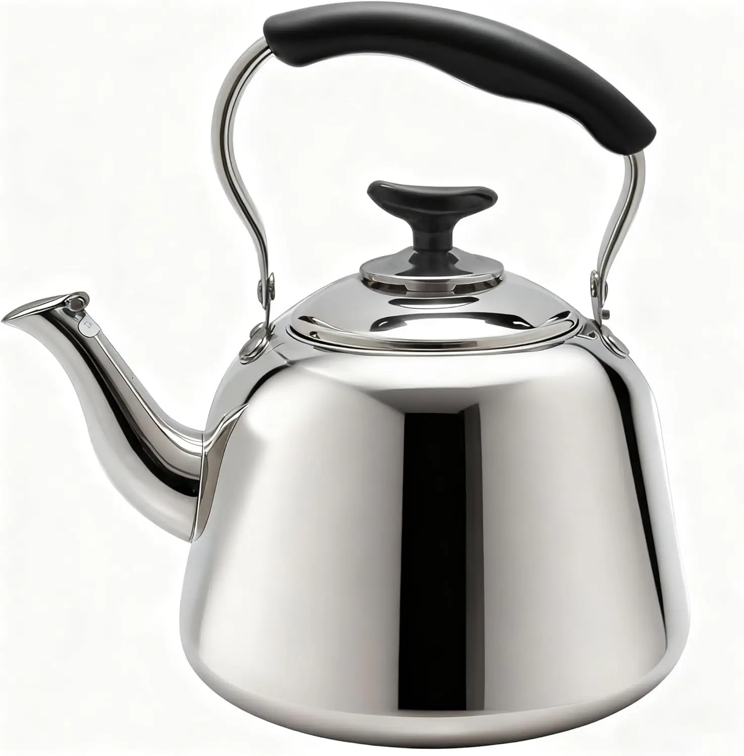 

2 Quart Stainless Steel Whistling Tea Kettle with Cool-Touch Handle, Compatible with Gas, Electric & Induction Stovetops