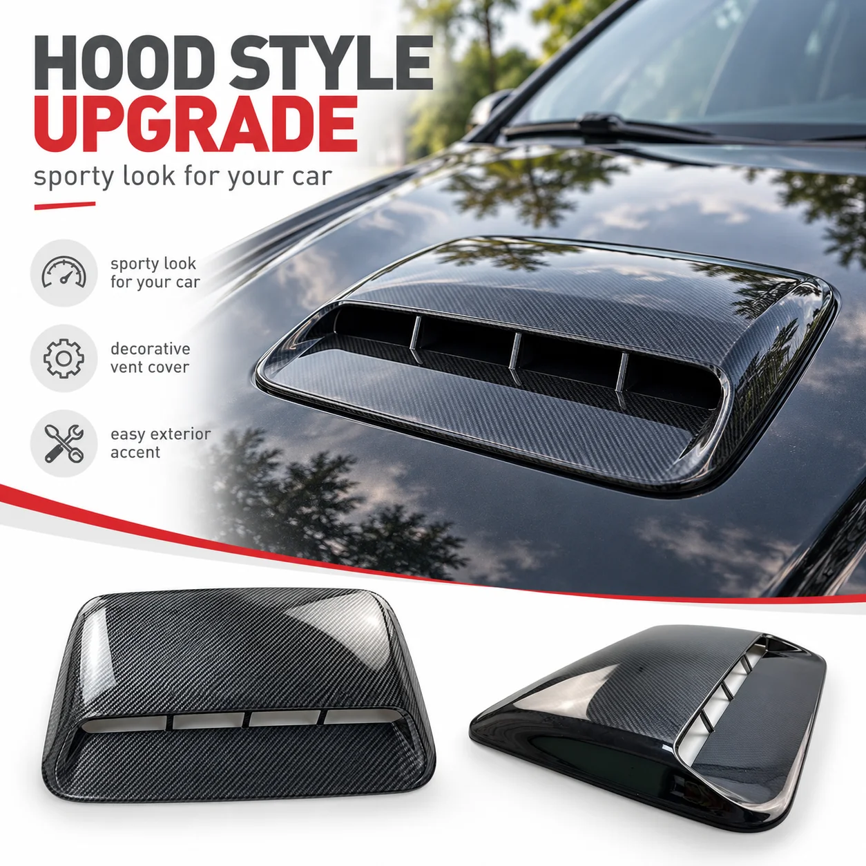 Car Air Duct Bonnet Tuning Hood Flow Intake Vent Scoop Decorative Benz Conditioners 4x4 Cell Ornament Grid for Chevy Accessories