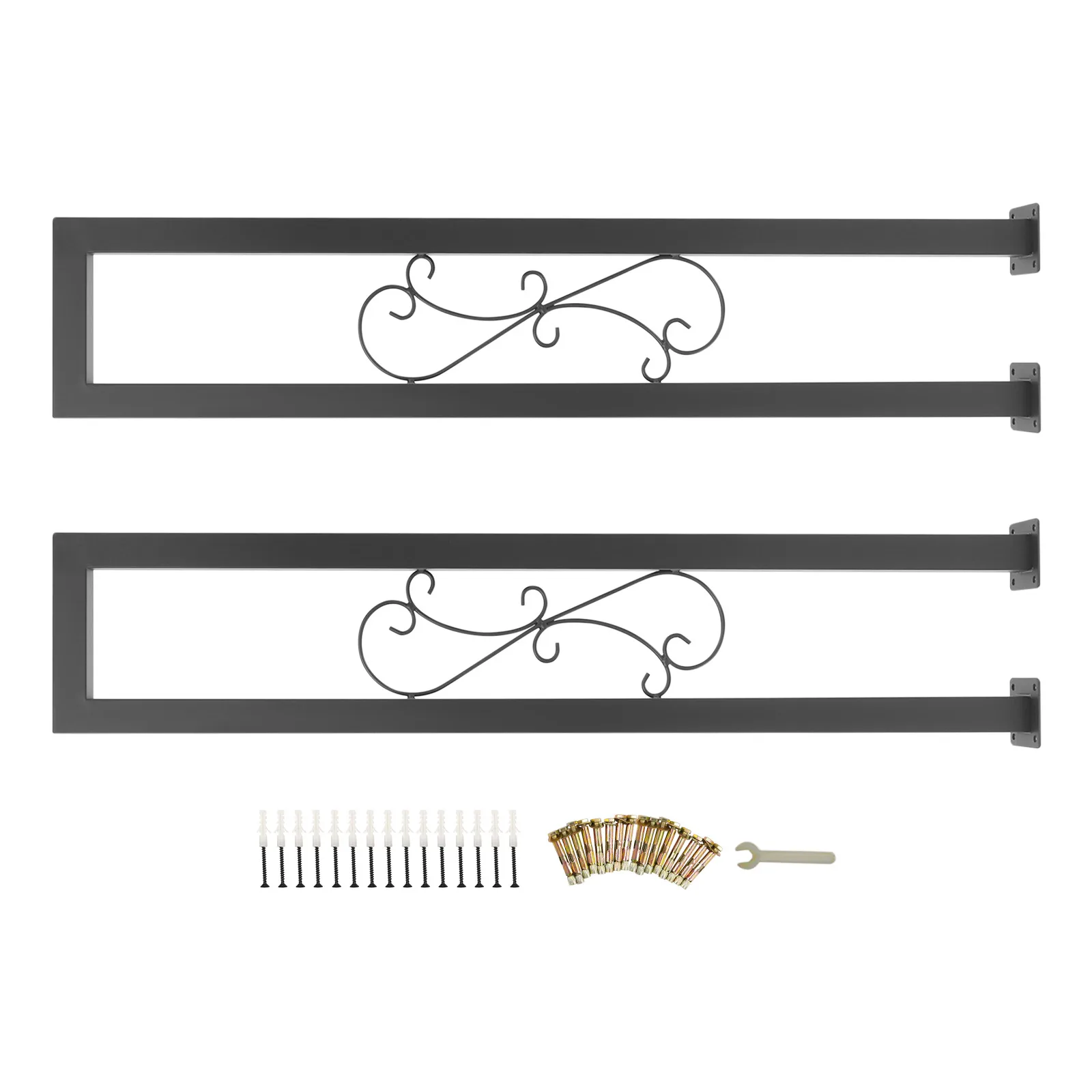 2 Pieces Hand Rails for Indoor Stairs, Modern U Shaped Handrails, Industrial Wrought Stair Railing Indoor for Porch Garden Loft