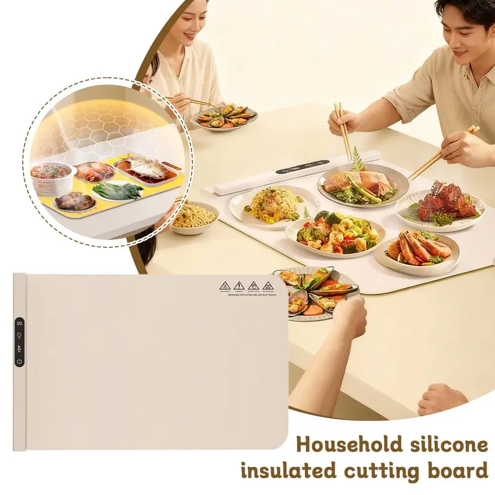 Foldable Electric Food Warmer Tray Silicone Heating Mat with 6 Temp Settings Fast Even Warming for Meals & Coffee
