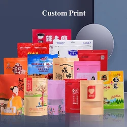 Zip Lock Gift Packaging Waterproof Pouch With Window Food Bags Heat Seal Foil Bags Customized Printing LOGO