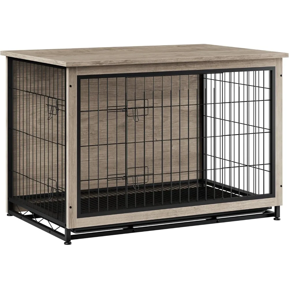 

Dog Crate Furniture, Side End Table, Modern Wooden Kennel for Dogs Indoor, Heavy-Duty Dog Cage with Multi-Purpose Removable Tra