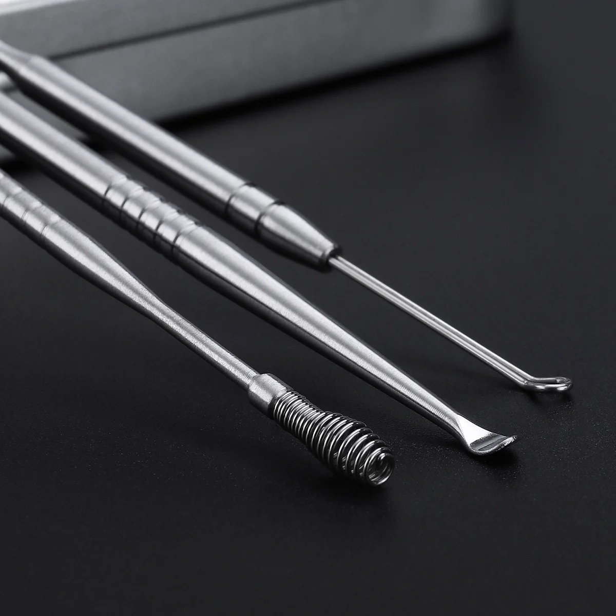 

3pcs Scoop Set Stainless Steel Cleaner Tool For Wax Removal Itch Relief Ear Massage Smooth Safe Design Ear Spoon Kit