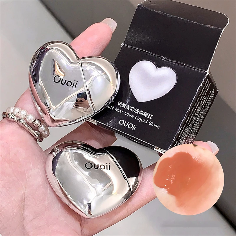 المخملية السائل مسحوق أحمر الخدود القلب الفراولة الخوخ الوجه الصباغ دائم الطبيعية منخفضة مشبع تينت كريم أحمر الخدود عصا ماكياج #2
