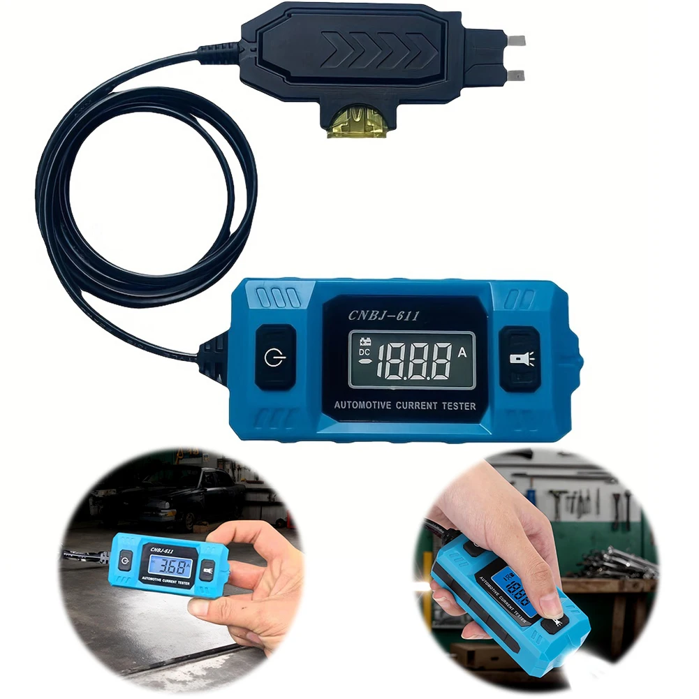 Automotive Fuse Current Tester LCD Display Car Leakage Analyzer Max 48V Automotive Fuse Current Testing Tool High Precision