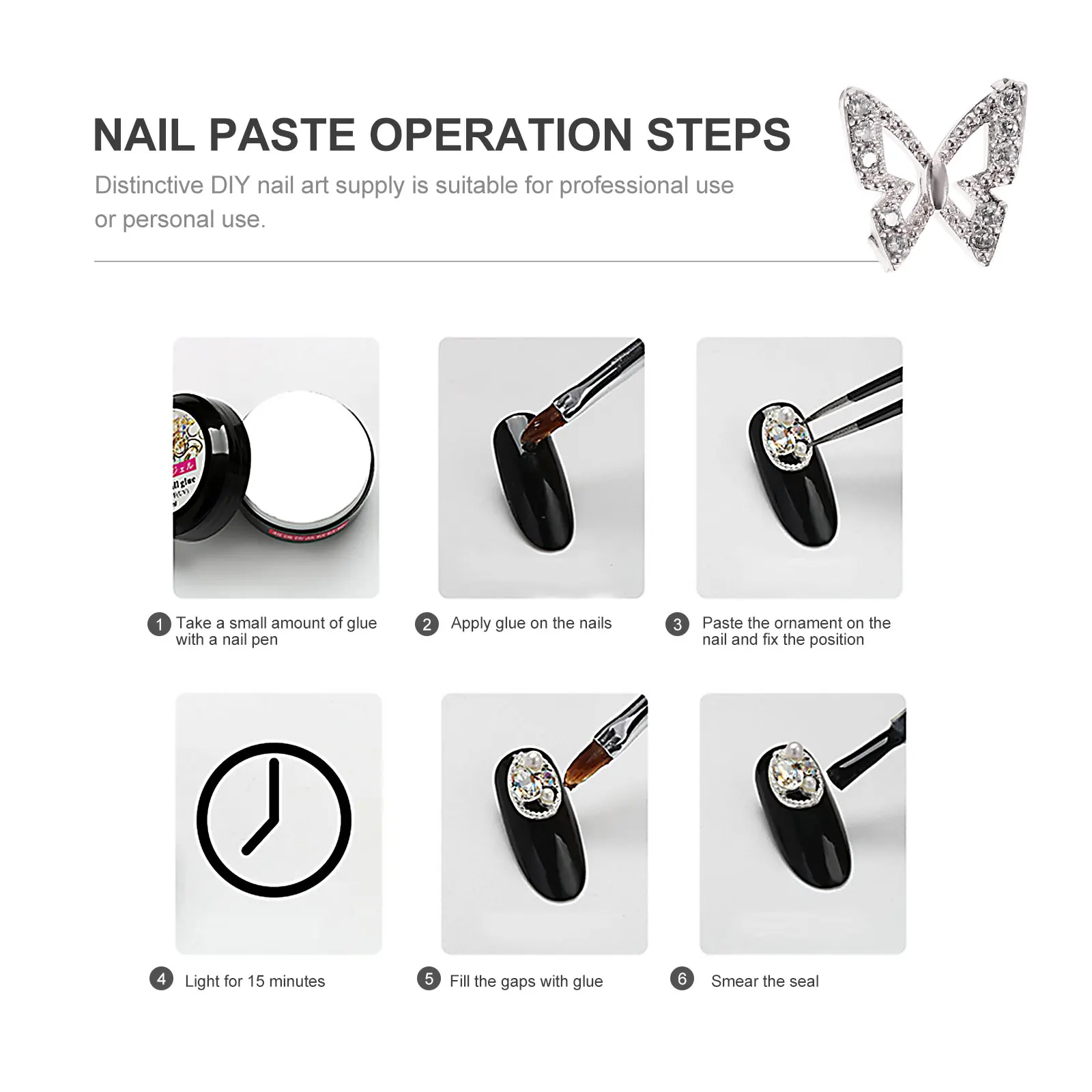 

3pcs Inlaid Zircon Diy Nail Art Supply Studs 3D Stones Gem Art Decorations DIY Manicures Nail Charms Accessories Supply