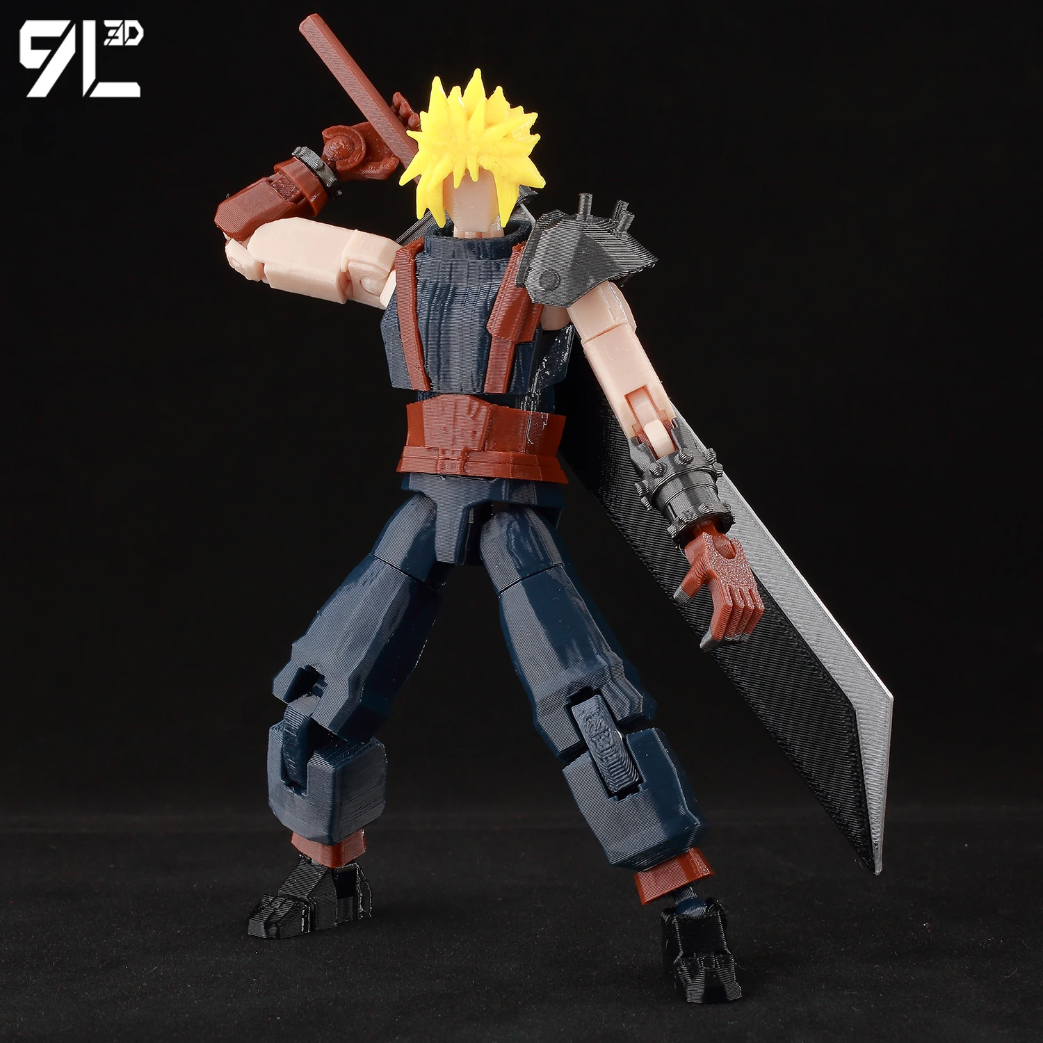 9L3D Printing Lucky 13 Cloud Strife FFVII Figure Buster Sword