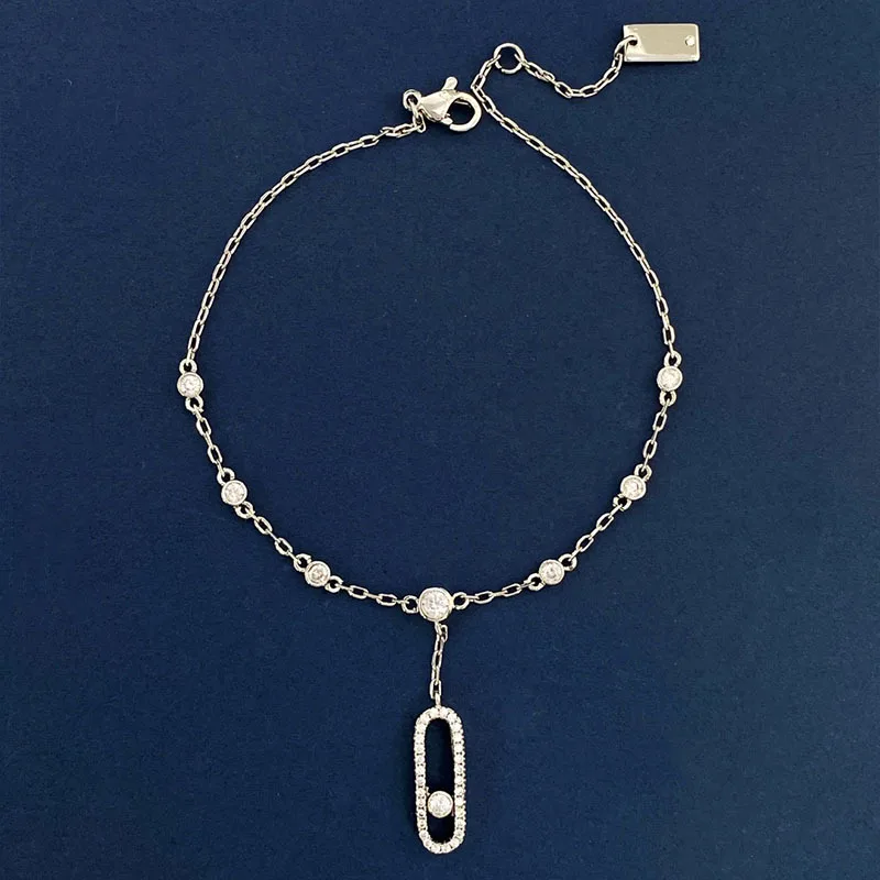 Personalized niche paper clip, zircon, dynamic tassel design, anklet