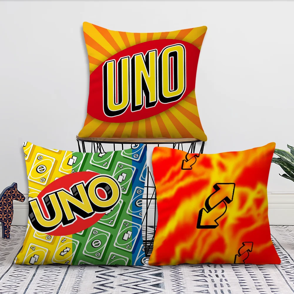 U-UNO Game R-Reverse Card Pillow Case Square Cushion Room Bedroom Headboard Sofa Living Backrest Car Accessories Nap Time