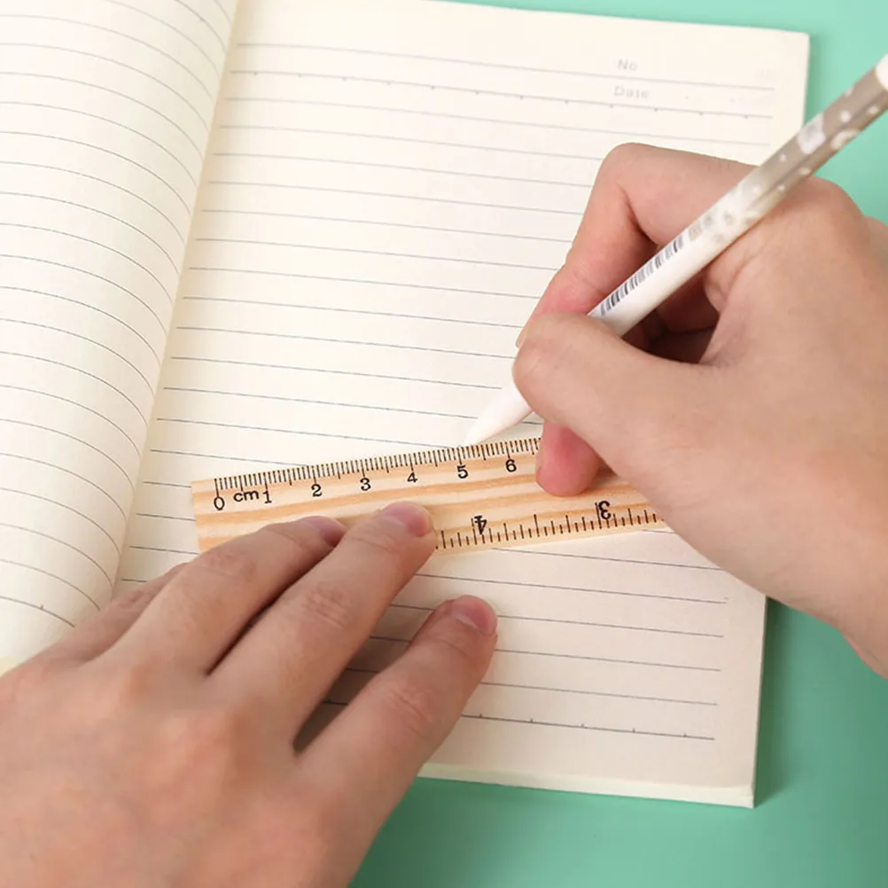 12Pcs Wooden Straight Rulers High Elasticity Hardwood Material for Kids Students Designers Architects Portable Measuring Ruler