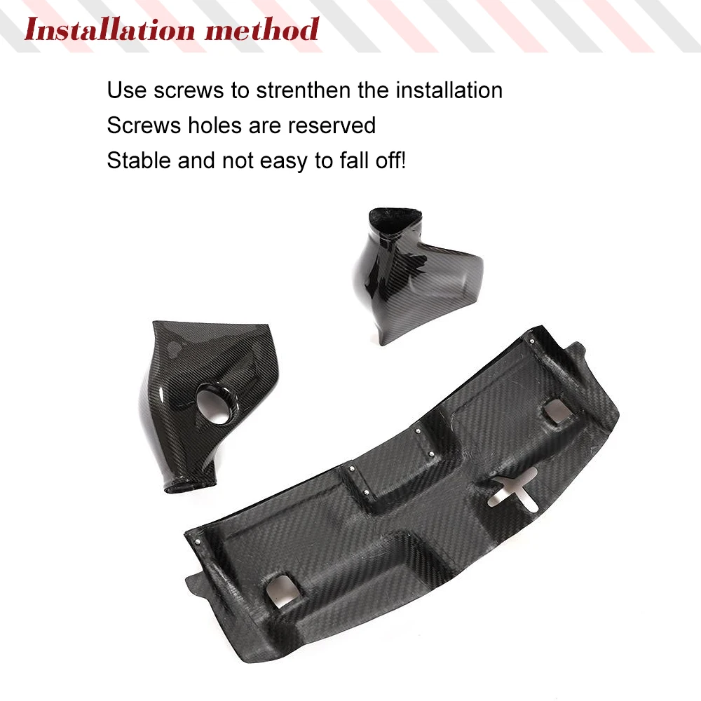 3PCS/Set Carbon Fiber Car Cold Air Filter Intake System Cover for Mercedes-Benz W204 C-Class C63 AMG Only 2008-2011
