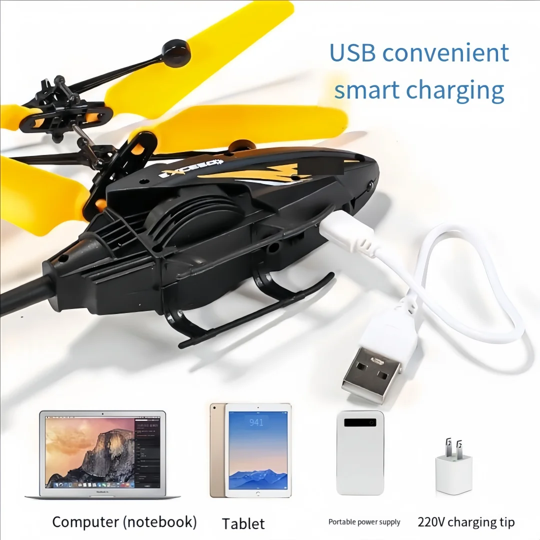 2-in-1 Induction RC Helicopter Toy, Hand Gesture & Remote Control, Anti-Crash Rechargeable Mini Drone Helicopter for Teens